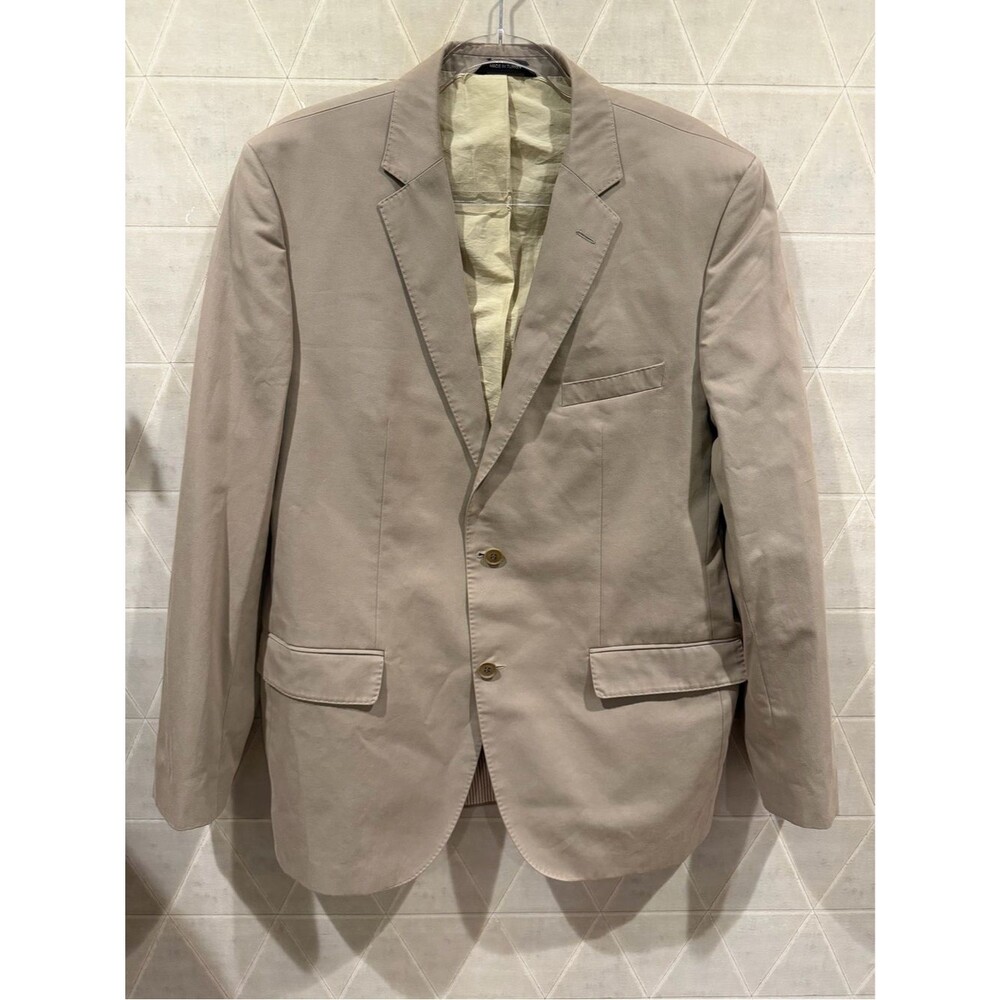 Boss Classic Beige 100% Cotton Blazer Sport Coat Lightweight Tailored Jacket 44R